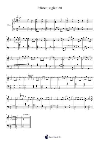 Sunset Bugle Call Sheet Music by Paul Twamley-Arr.Watloise Fredgee