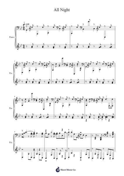 All Night Sheet Music by Parov Stelar-Arr.Brurel