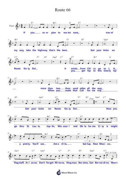 Route 66 Sheet Music by Yulemy-Arr.Quenram