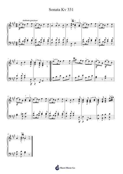 Sonata Kv 331 Sheet Music by W.A. Mozart-Arr.Peay