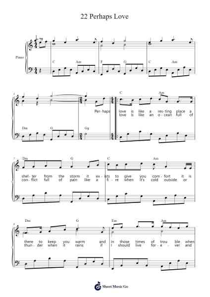 22 Perhaps Love Sheet Music by undefined-Arr.Ution Foxwer