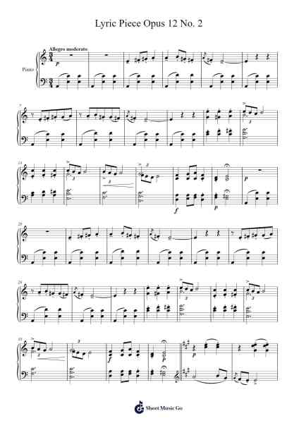 Lyric Piece Opus 12 No. 2 Sheet Music by Edvard Hagerup Grieg-Arr.Bairdbian Lystan