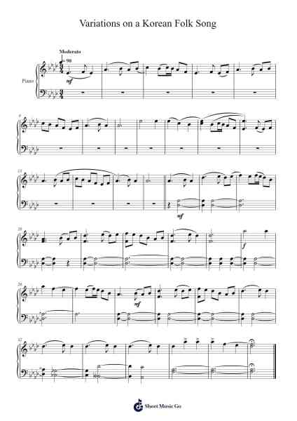 VARIATIONS ON A KOREAN FOLK SONG 樂譜由 John Barnes Chance - 編曲 Primeg