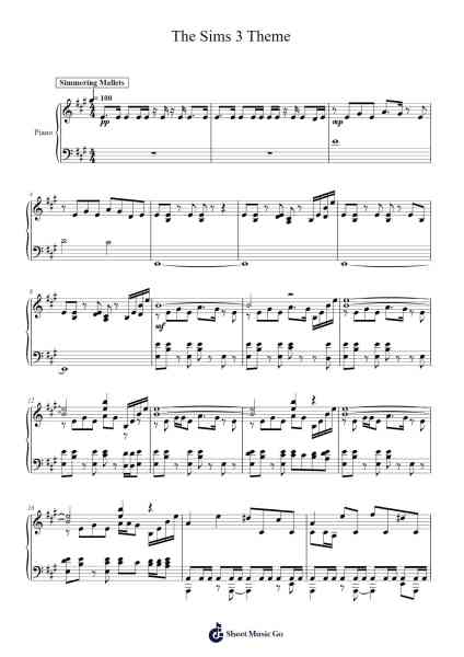 The Sims 3 Theme Sheet Music by Steve Jablonsky-Arr.Maudtance Waybert