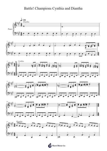 Battle! Champions Cynthia and Diantha Sheet Music by Junichi Masuda/Shota Kageyama-Arr.Blabott