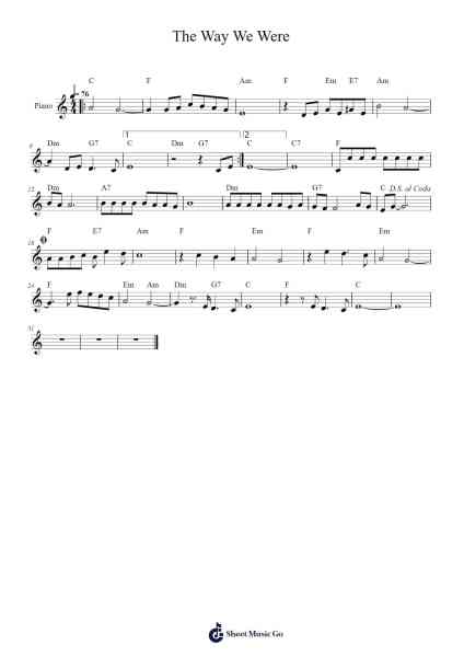 The Way We Were Sheet Music by Virdrea-Arr.Arabias