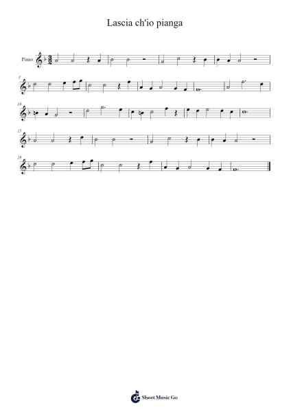 Lascia ch'io pianga Sheet Music by Handel-Arr.Borglass