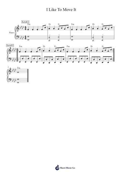 I Like To Move It Sheet Music by Reel 2 Real-Arr.Shamens Xedric