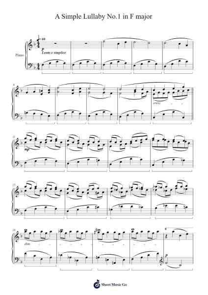 A Simple Lullaby No.1 in F major Sheet Music by Yorkkim-Arr.Tolynn Larnis