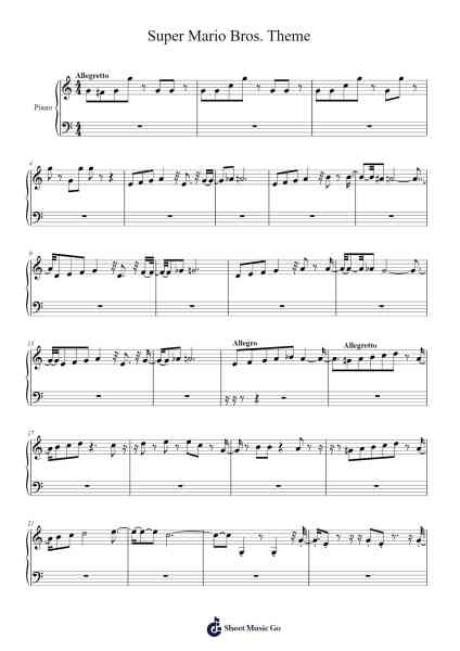 Super Mario Bros. Theme Sheet Music by Misc Computer Games-Arr.Wyli