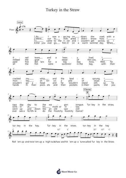 Turkey in the Straw Sheet Music by Yulegus-Arr.Geornic Hicksjoe