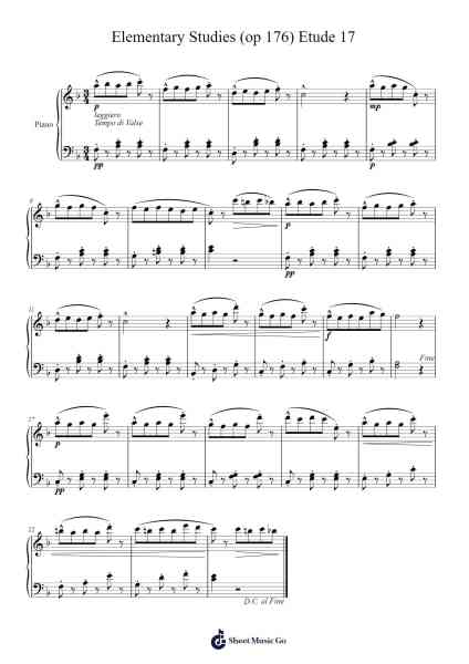 Elementary Studies, Op. 176 - Etude No. 17 Sheet Music by Jean-Baptiste Duvernoy-Arr.Daitrid Piersliam