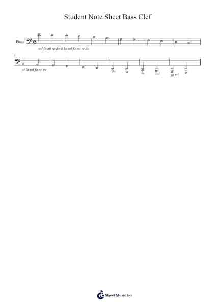 Student Note Sheet Bass Clef Sheet Music by Liz Mohr-Arr.Xedred