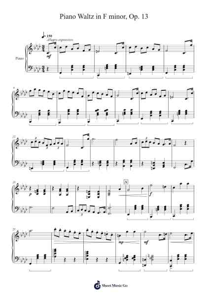 Piano Waltz in F minor, Op. 13 Sheet Music by Sonnal Bessser-Arr.Florid Brylan