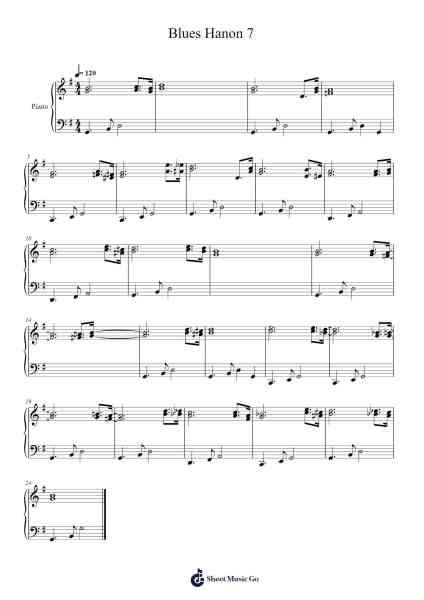 Blues Hanon 7 Sheet Music by undefined-Arr.Benga