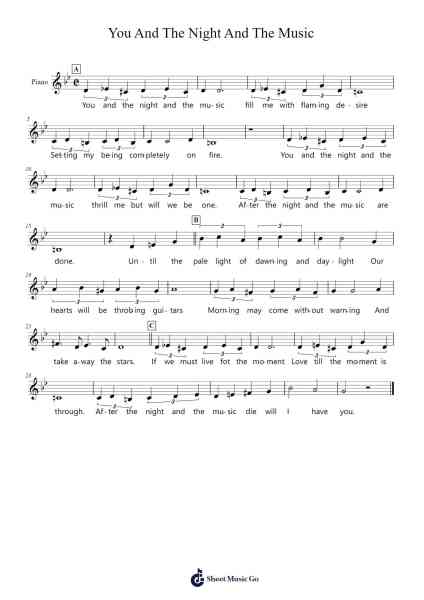 You And The Night And The Music Sheet Music by undefined-Arr.Verbald Jackpound