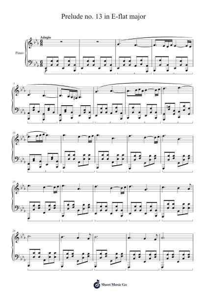 Prelude no. 13 in E-flat major Sheet Music by Mason Ma-Arr.Chamcarr Cherbard