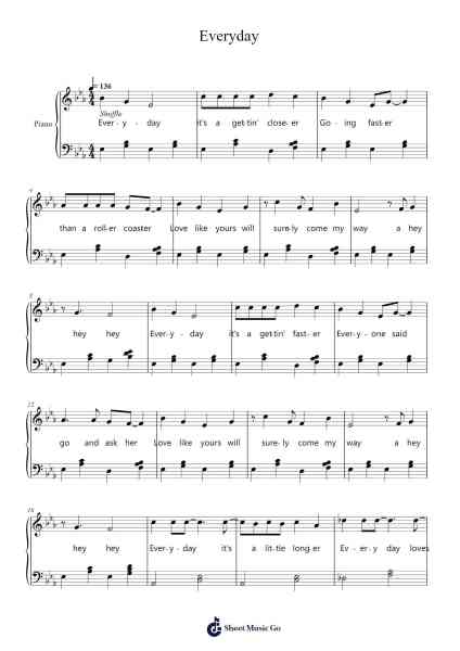 Everyday Sheet Music by Buddy Holly-Arr.Campleign Eli