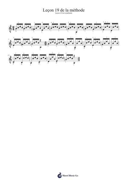 Leçon 19 de la méthode Sheet Music by Dionisio Aguado-Arr.Caewald Tabpritt