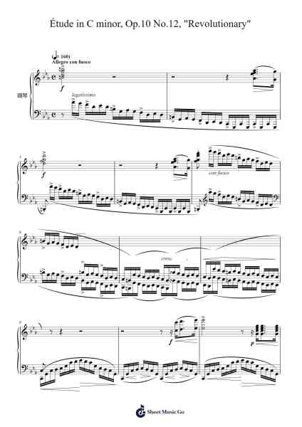 Étude in C minor, Op. 10 No. 12, "Revolutionary" Sheet Music by Frédéric Chopin-Arr.Zangline