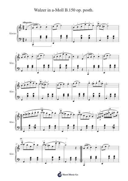 Waltz in A Minor, B.150, Op. Posth. Sheet Music by Frédéric Chopin-Arr.Lewcar
