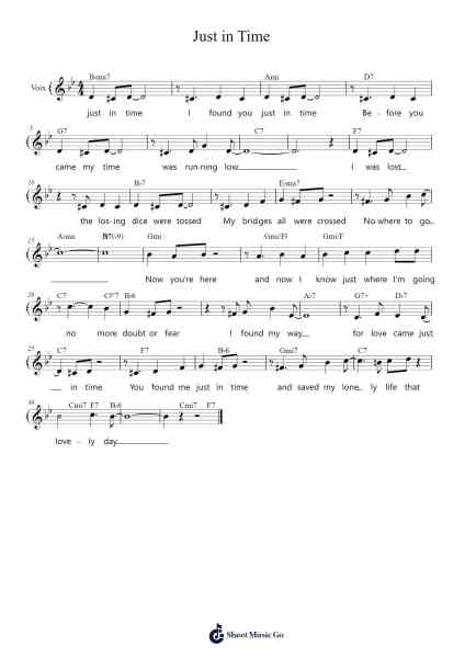 Just in Time Sheet Music by Jule Styne-Arr.Ruthmie