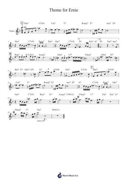 Theme for Ernie Sheet Music by Fred Lacey-Arr.Restan