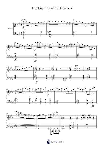 The Lighting of the Beacons Sheet Music by Howard Shore-Arr.Bownio Elroytier