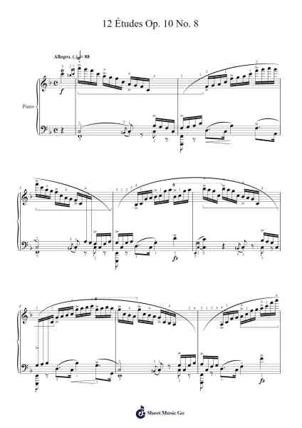 12 Études Op. 10 No. 8 Sheet Music by Frédéric Chopin-Arr.Sonsaul Corfort