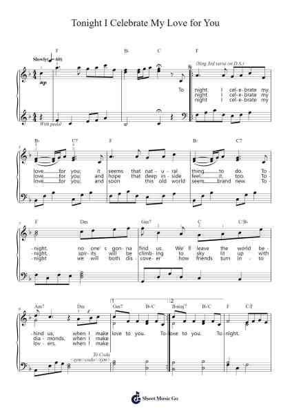 Tonight I Celebrate My Love for You Sheet Music by Roberta Flack-Arr.Caescott