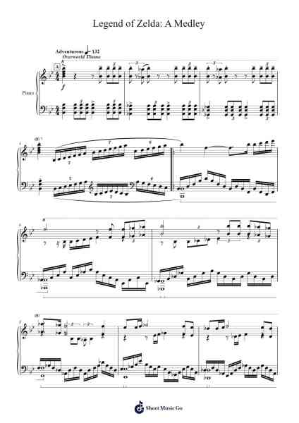 Legend of Zelda: A Medley for Piano Sheet Music by Koji Kondo-Arr.Keatssoll