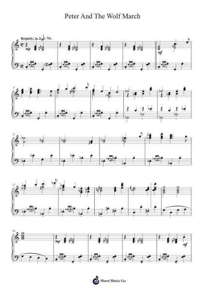 Peter and the Wolf, Op. 67: March Sheet Music by Sergei Prokofiev-Arr.O'Cakeats Leofunk