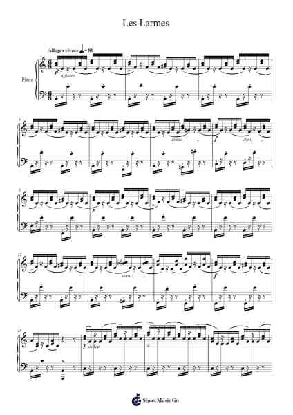 Étude Op. 105 No. 10 "Les Larmes" Sheet Music by Friedrich Burgmüller-Arr.O'Neilgrey