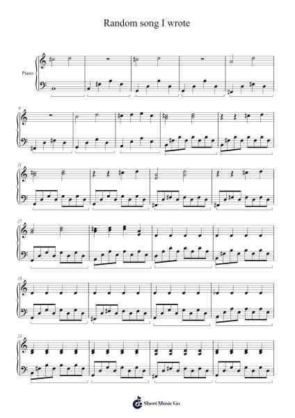 Random song I wrote Sheet Music by Montvieve Claholmes-Arr.Childvian Petsibyl