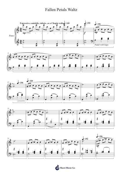 Fallen Petals Waltz Sheet Music by José-Daniel Martínez-Miranda-Arr.Oglet Kitcke
