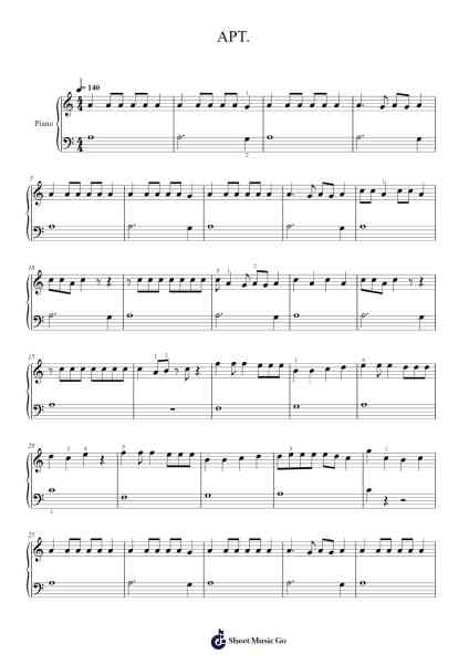 APT Sheet Music by ROSÉ, Bruno Mars-Arr.Kelins Woothe