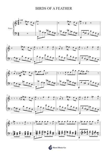 Birds of a Feather Sheet Music by Billie Eilish-Arr.Dawnbian Sherqe