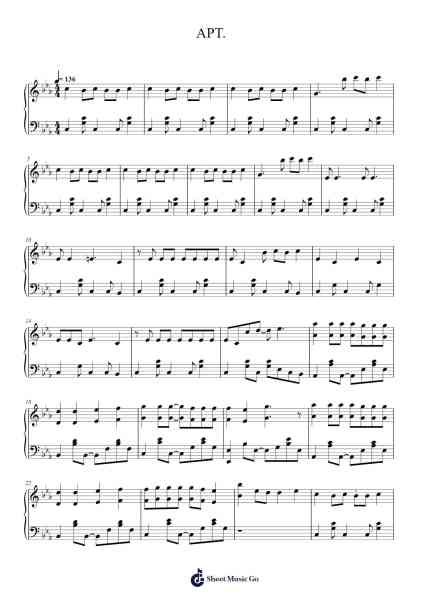 APT Sheet Music by ROSÉ, Bruno Mars-Arr.Davepeare