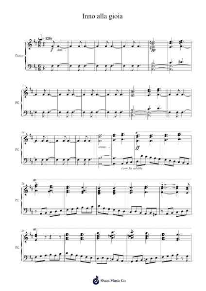 Inno alla gioia Sheet Music by Ludwig van Beethoven-Arr.Alickbush