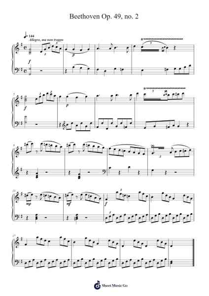 Beethoven Op. 49, no. 2 Sheet Music by Ludwig van Beethoven-Arr.Markxy