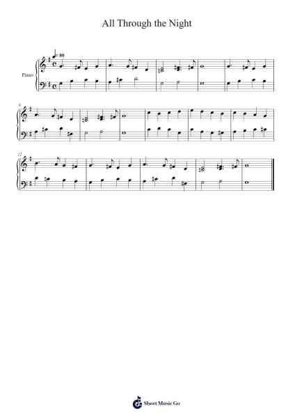 All Through the Night Sheet Music by Traditional Welsh-Arr.Lechloe