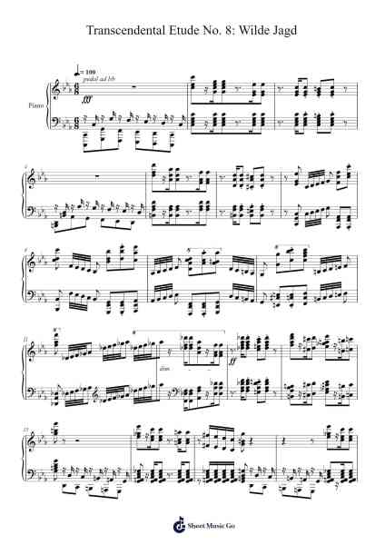 Transcendental Etude No. 8 "Wilde Jagd" Sheet Music by Franz Liszt-Arr.Manpiers