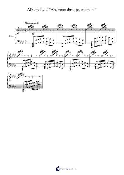 Album-Leaf "Ah, vous dirai-je, maman" Sheet Music by Franz Liszt-Arr.Hodgham Bobbright