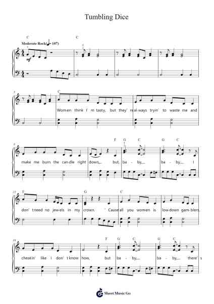 Tumbling Dice Sheet Music by The Rolling Stones-Arr.Lynzoe Haybob