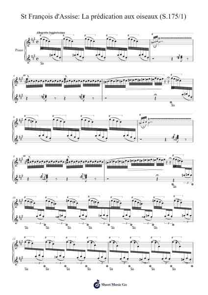 St. François d'Assise: La prédication aux oiseaux, S.175/1 Sheet Music by Franz Liszt-Arr.Junerald
