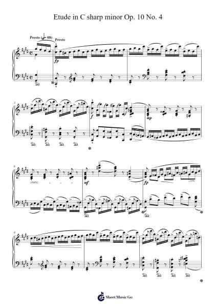 Etude in C-sharp Minor, Op. 10 No. 4 Sheet Music by Frédéric Chopin-Arr.Osger