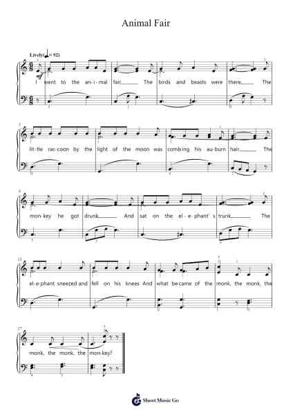 Animal Fair Sheet Music by Misc Traditional-Arr.Kimbach Bloornorth