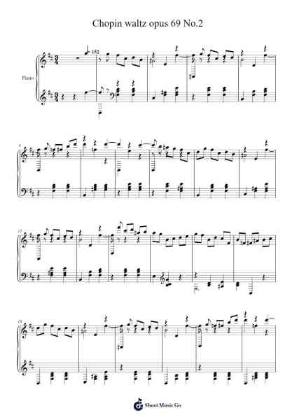 Chopin waltz opus 69 No.2 Sheet Music by tungpham1969-Arr.Duttdes Dawnpril