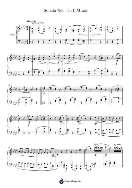 Sonata No. 1 in F Minor Sheet Music by Ludwig van Beethoven-Arr.Upving