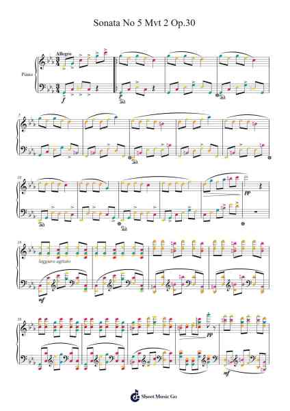 Sonata No. 5 in F Major, Op. 24 "Spring": II. Adagio molto espressivo Sheet Music by Celeab A-Arr.Maudky Clairebey